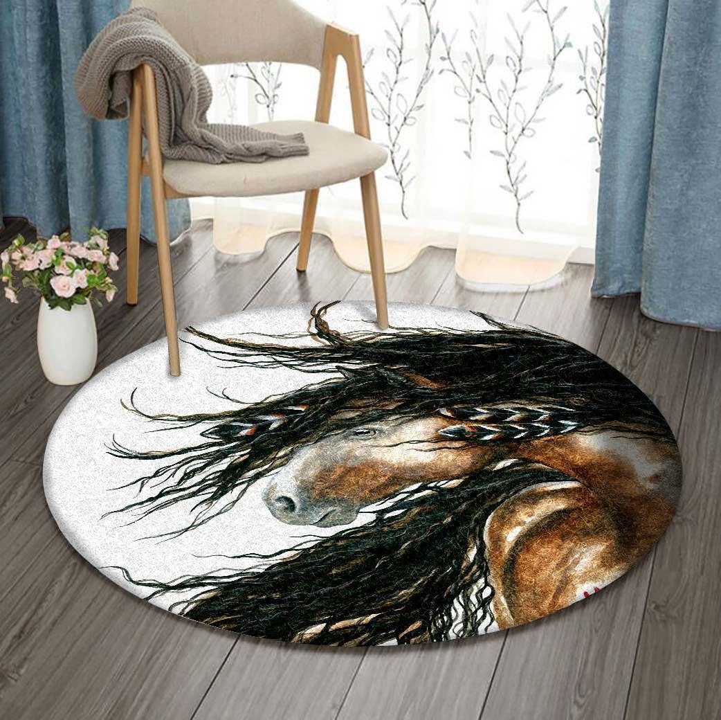 Horse Round Rug Carpet Bedroom Livingroom Home Decor