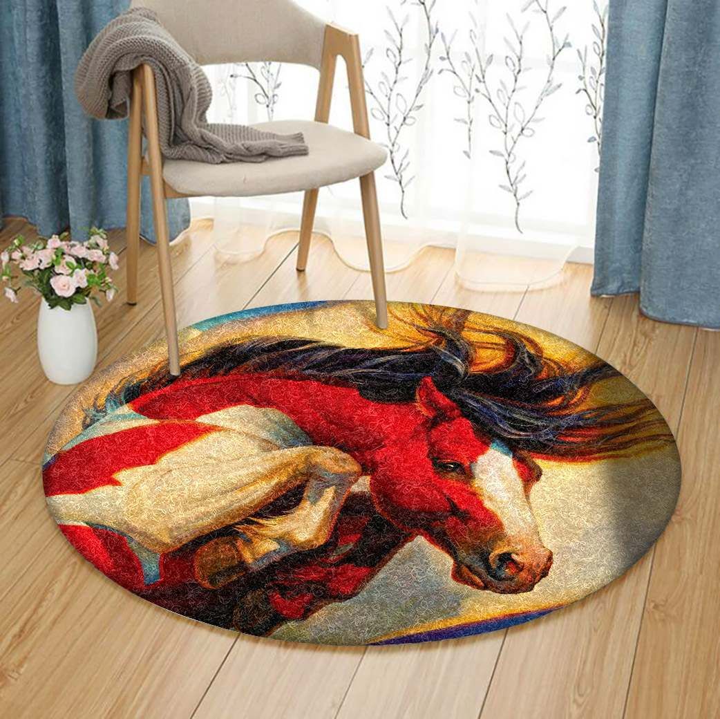 Horse Round Rug Carpet Bedroom Livingroom Home Decor