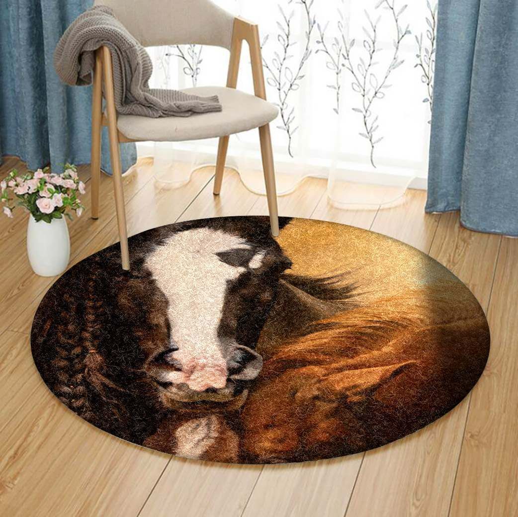 Horse Round Rug Carpet Bedroom Livingroom Home Decor