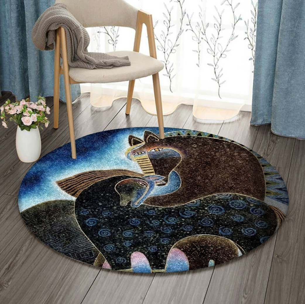Horse Round Rug Carpet Bedroom Livingroom Home Decor