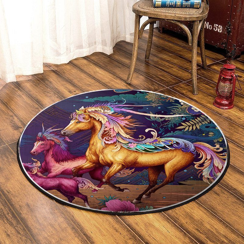 Horse Round Rug Carpet Bedroom Livingroom Home Decor