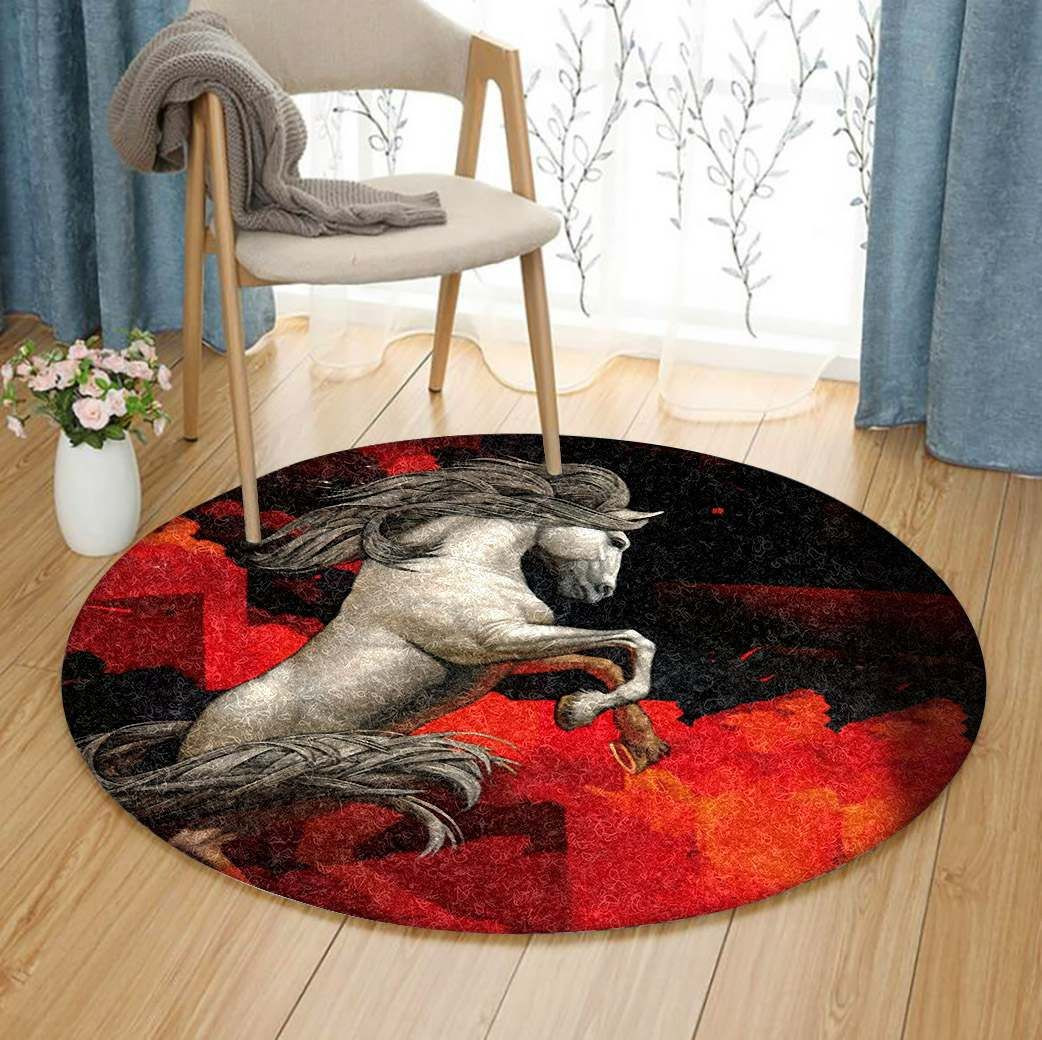 Horse Round Rug Carpet Bedroom Livingroom Home Decor
