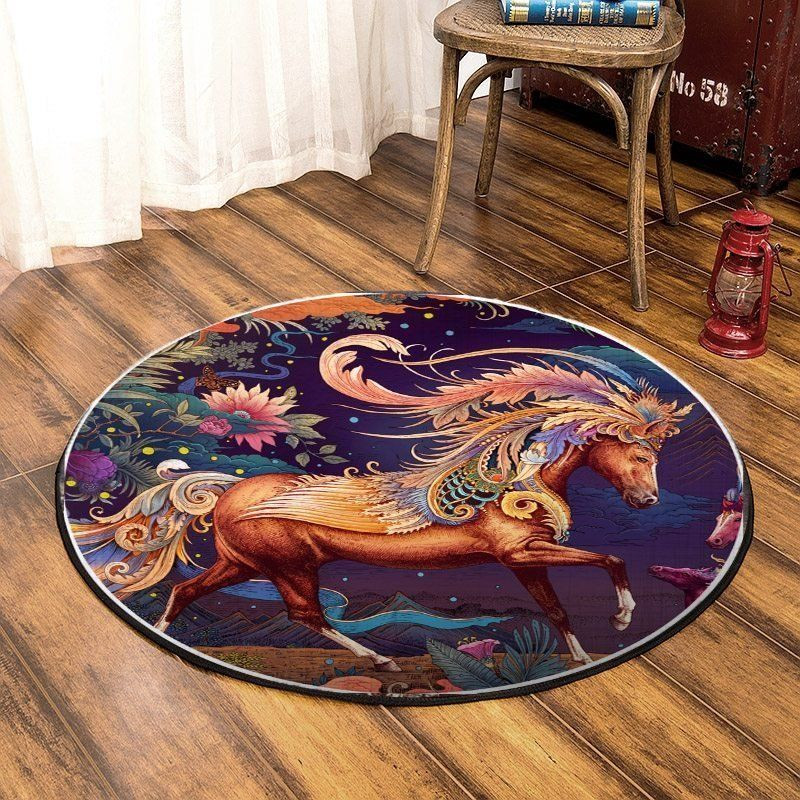 Horse Round Rug Carpet Bedroom Livingroom Home Decor
