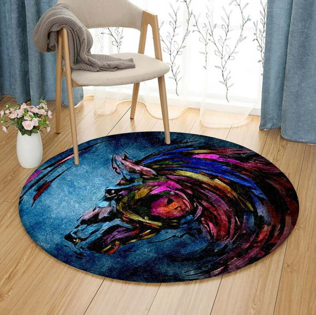 Horse Round Rug Carpet Bedroom Livingroom Home Decor