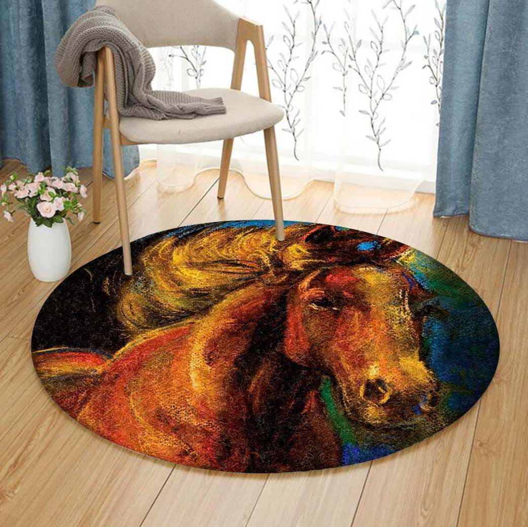 Horse Round Rug Carpet Bedroom Livingroom Home Decor