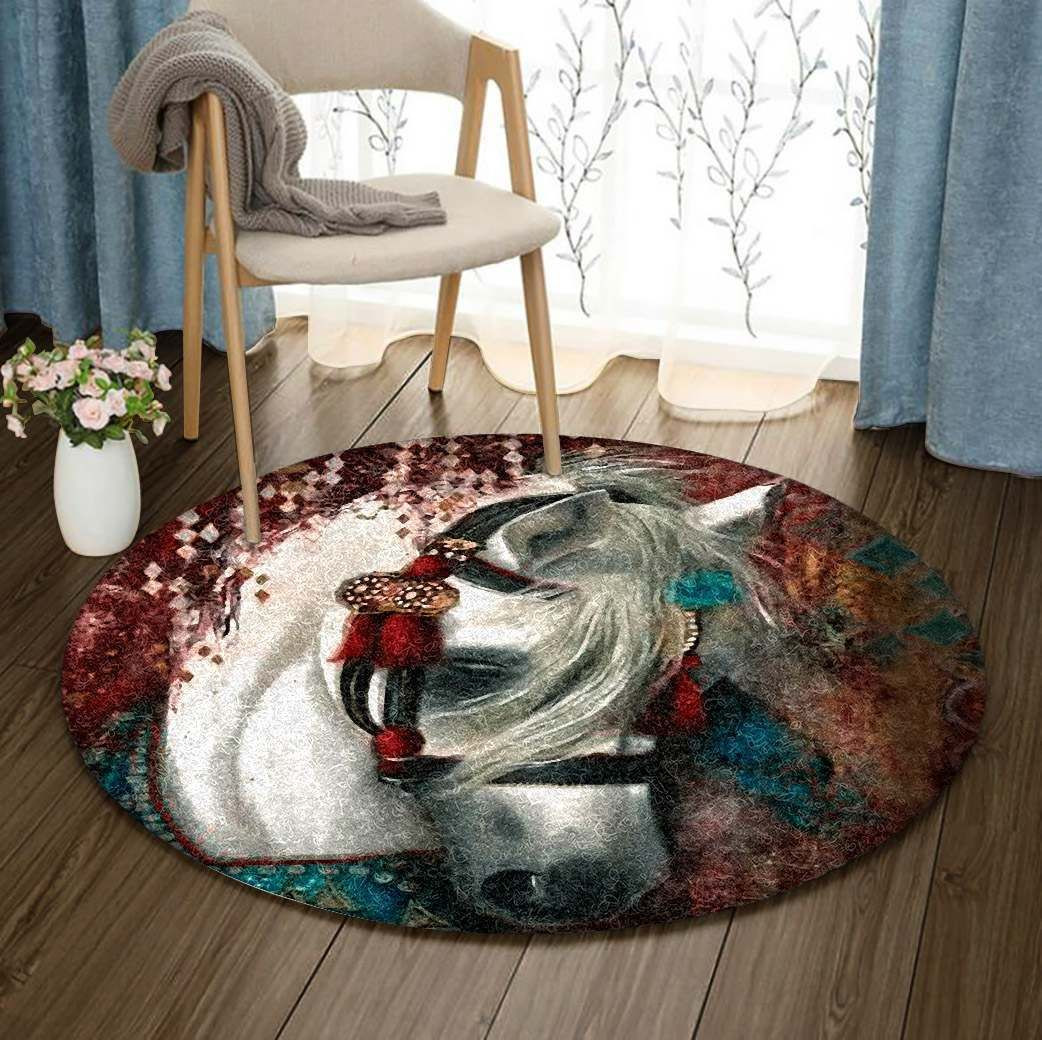 Horse Round Rug Carpet Bedroom Livingroom Home Decor