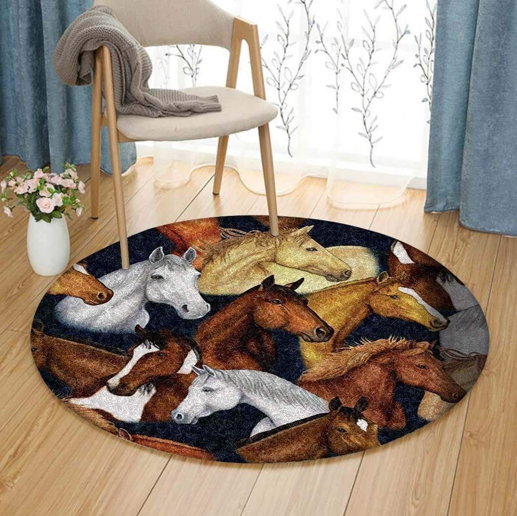 Horse Round Rug Carpet Bedroom Livingroom Home Decor