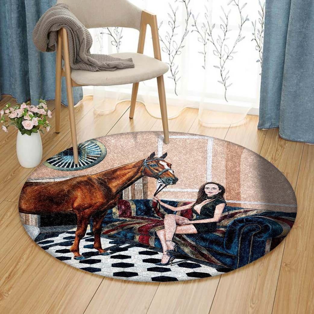 Horse Round Rug Carpet Bedroom Livingroom Home Decor