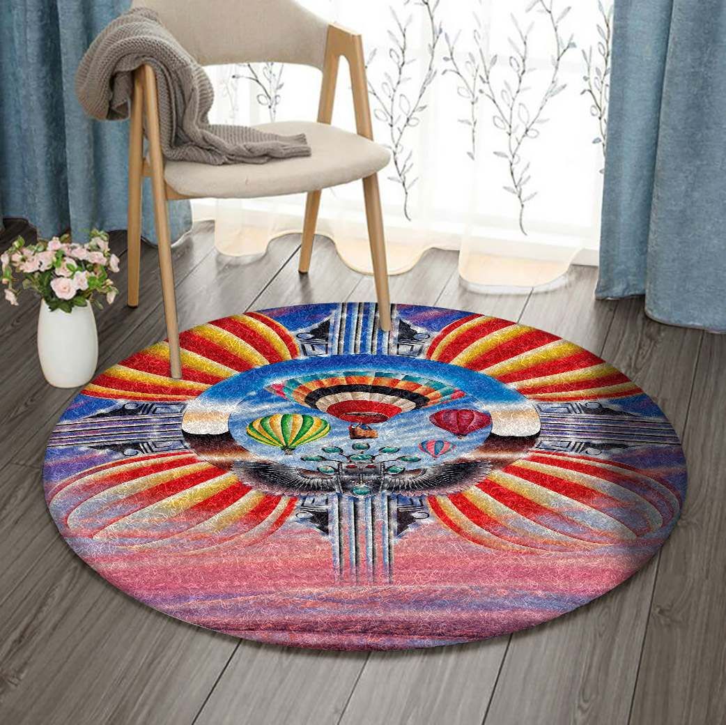Hot Air Balloon Round Rug Carpet Bedroom Livingroom Home Decor
