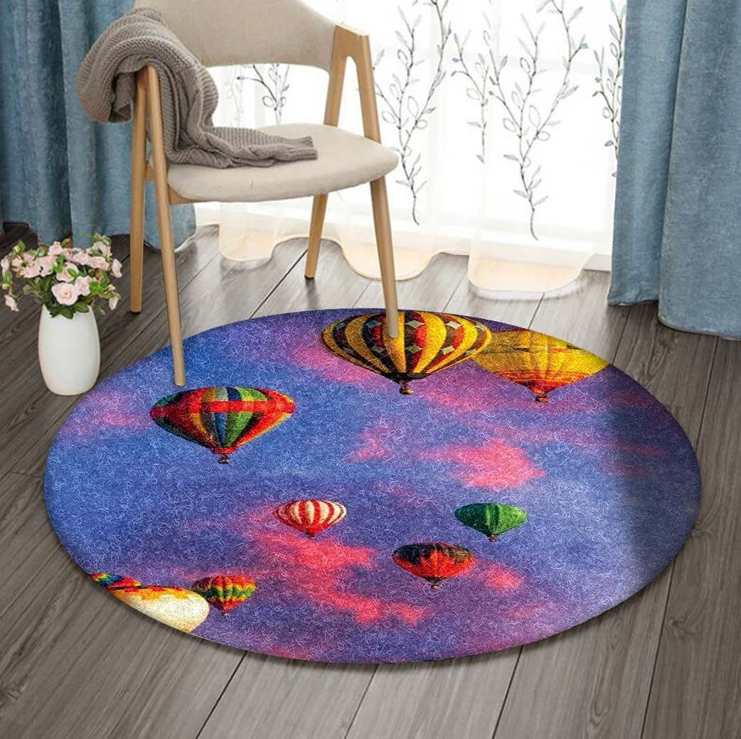 Hot Air Balloon Round Rug Carpet Bedroom Livingroom Home Decor