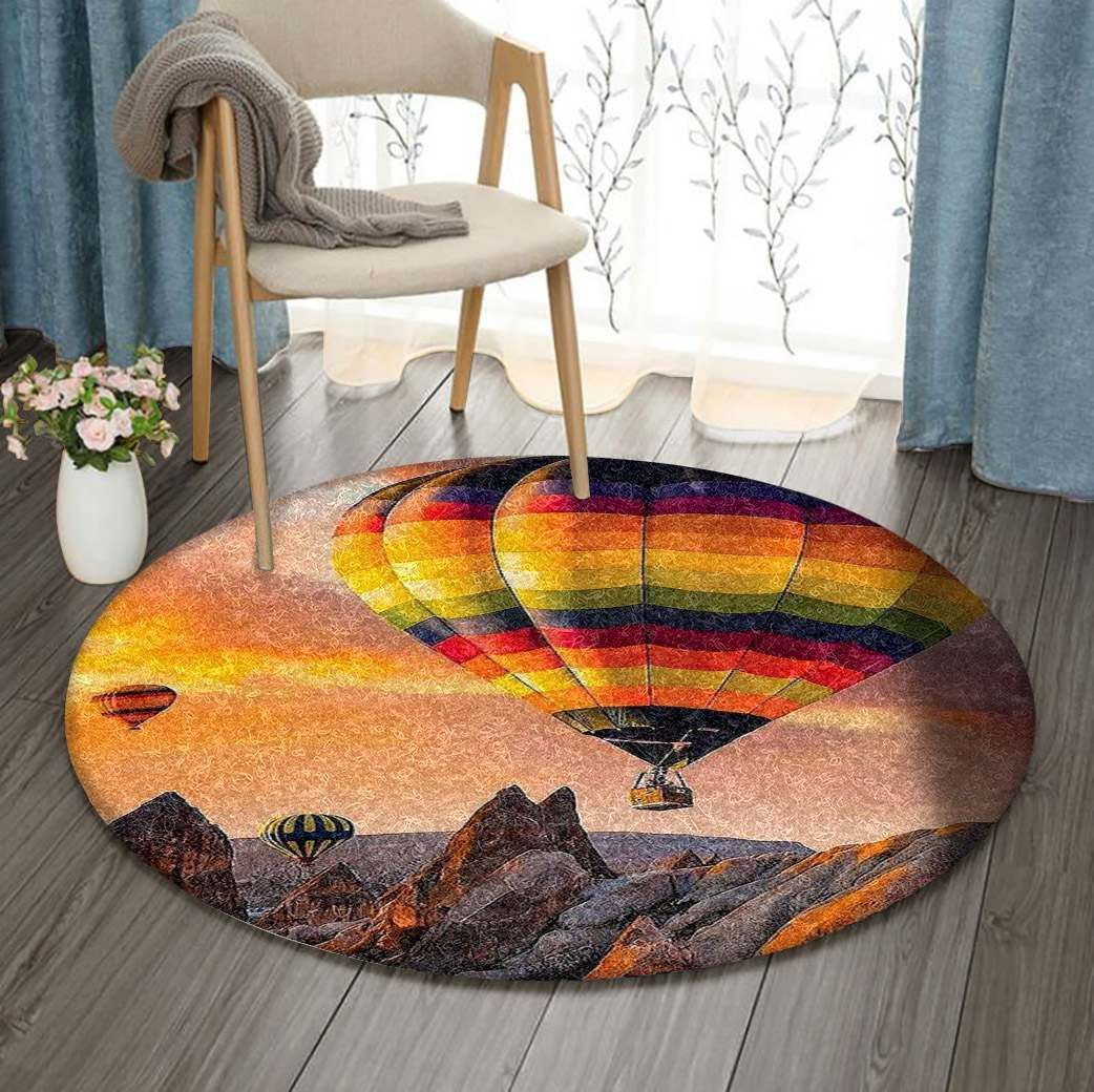 Hot Air Balloon Round Rug Carpet Bedroom Livingroom Home Decor