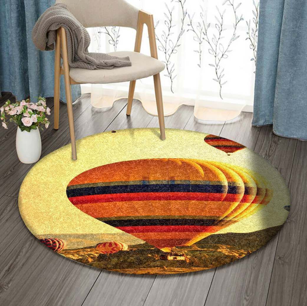 Hot Air Balloon Round Rug Carpet Bedroom Livingroom Home Decor
