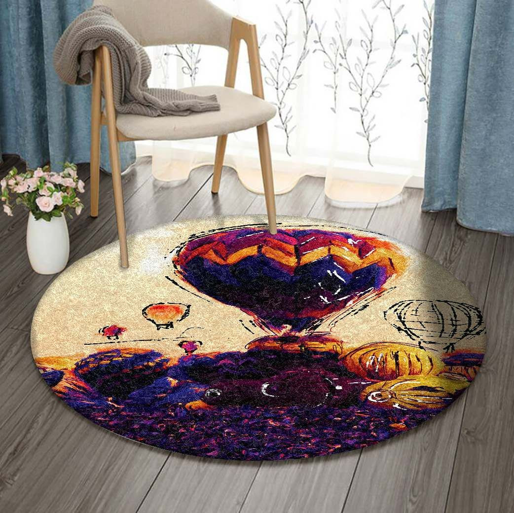 Hot Air Balloon Round Rug Carpet Bedroom Livingroom Home Decor
