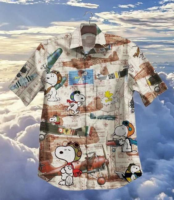 Hot Plane And Snoopy Vintage Hawaiian Shirt
