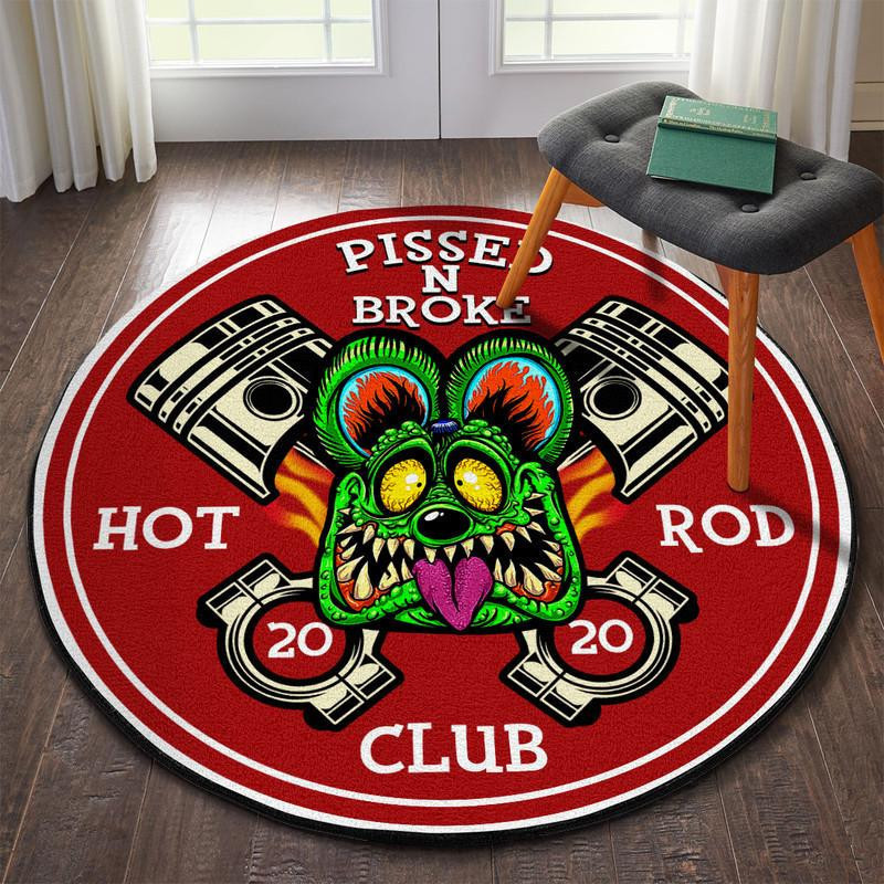 Hot Rod Club Round Rug Carpet Bedroom Livingroom Home Decor