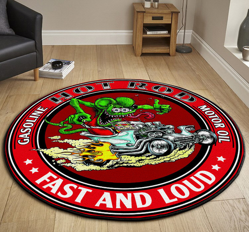 Hot Rod Fast And Loud Round Rug Carpet Bedroom Livingroom Home Decor - Image 3