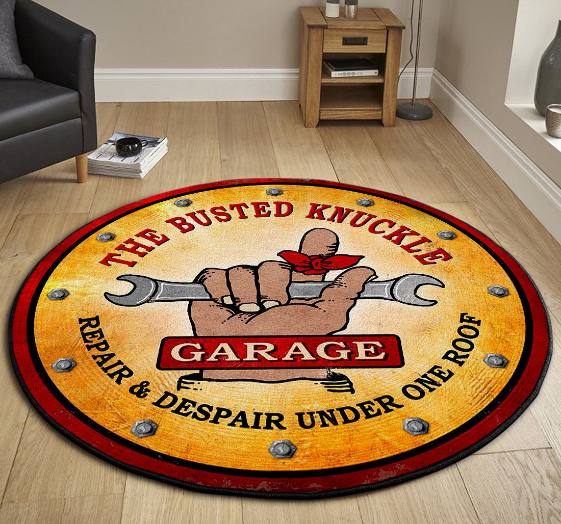 Hot Rod Garage Round Rug Carpet Bedroom Livingroom Home Decor - Image 3