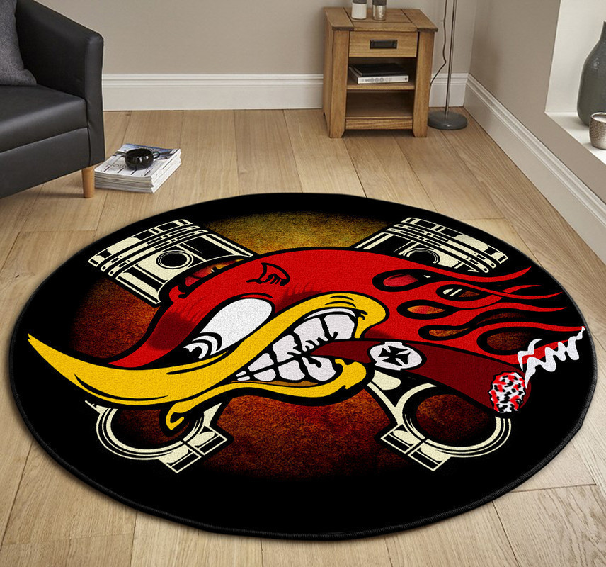 Hot Rod Garage Round Rug Carpet Bedroom Livingroom Home Decor - Image 3