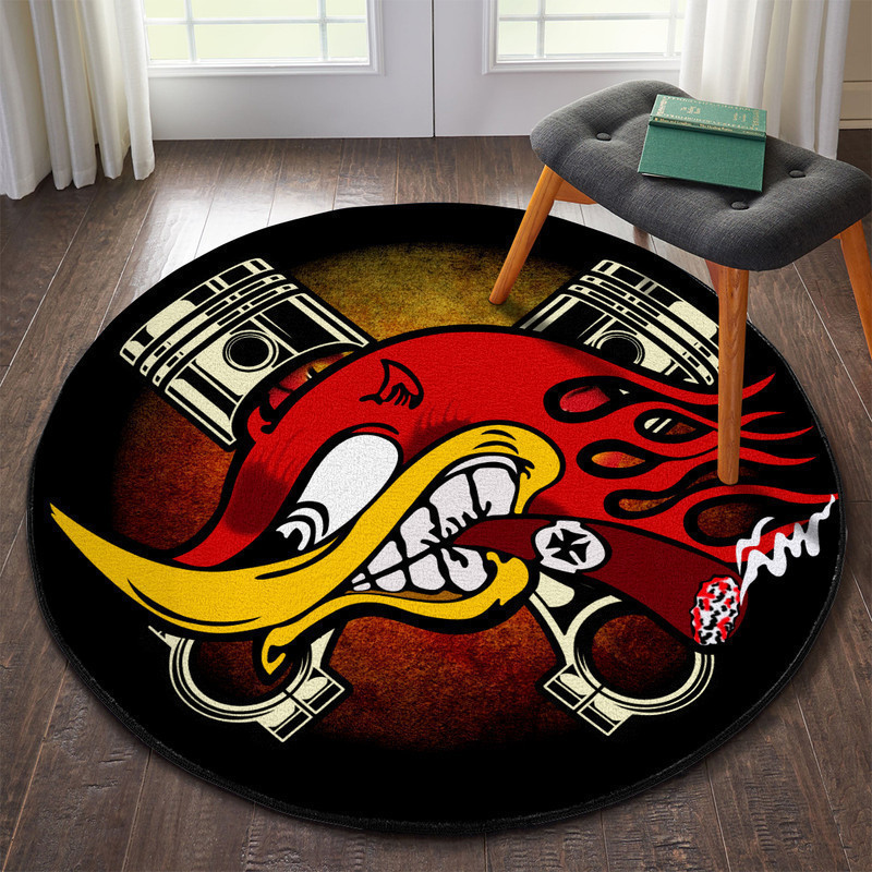 Hot Rod Garage Round Rug Carpet Bedroom Livingroom Home Decor