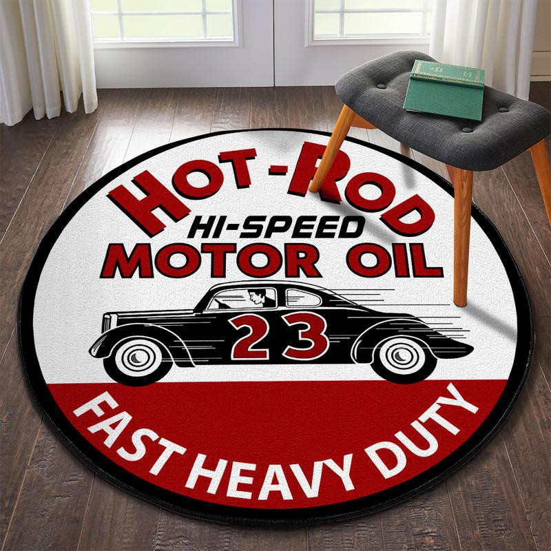 Hot Rod Motor Oil Street Vintage Round Rug Carpet Bedroom Livingroom Home Decor