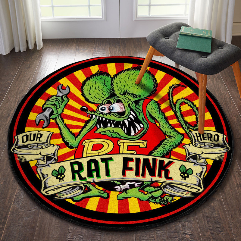 Hot Rod Rat Fink Round Rug Carpet Bedroom Livingroom Home Decor