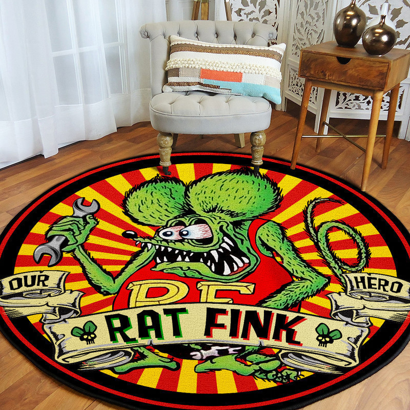 Hot Rod Rat Fink Round Rug Carpet Bedroom Livingroom Home Decor - Image 3