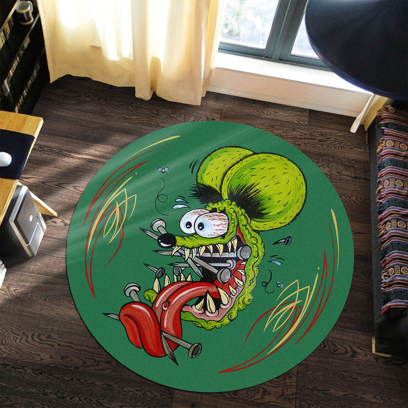 Hot Rod Rat Rod Pinstripe Round Rug Carpet Bedroom Livingroom Home Decor
