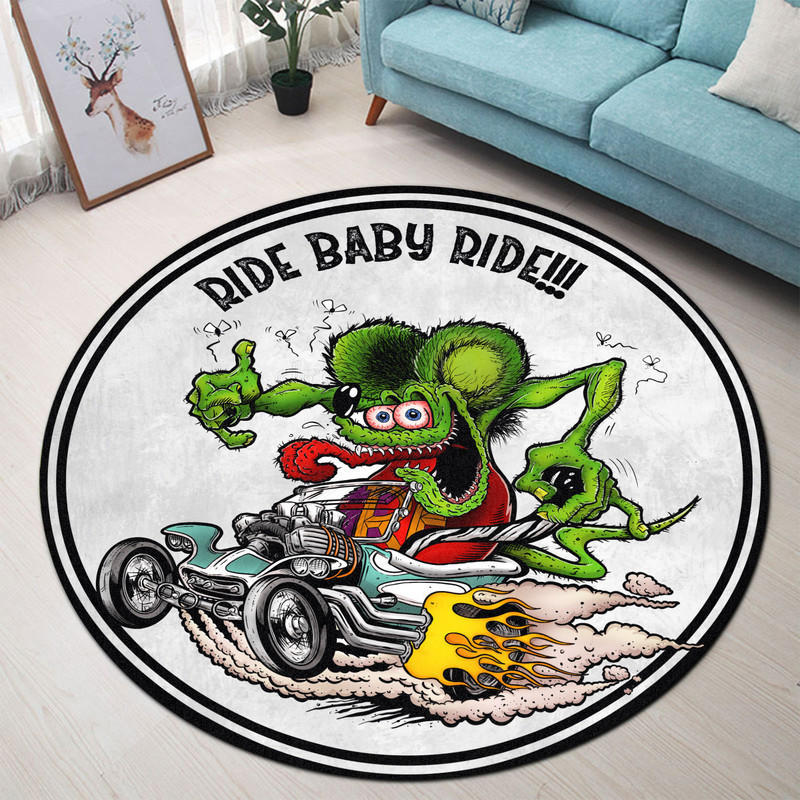 Hot Rod Ride Baby Ride Round Rug Carpet Bedroom Livingroom Home Decor