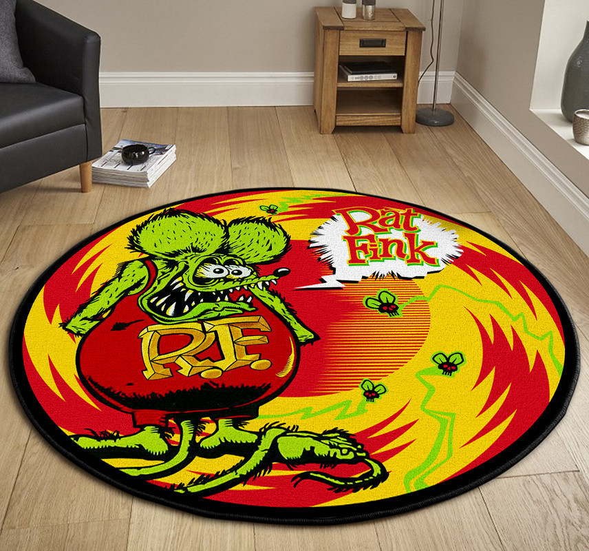 Hot Rod Round Rug Carpet Bedroom Livingroom Home Decor - Image 3