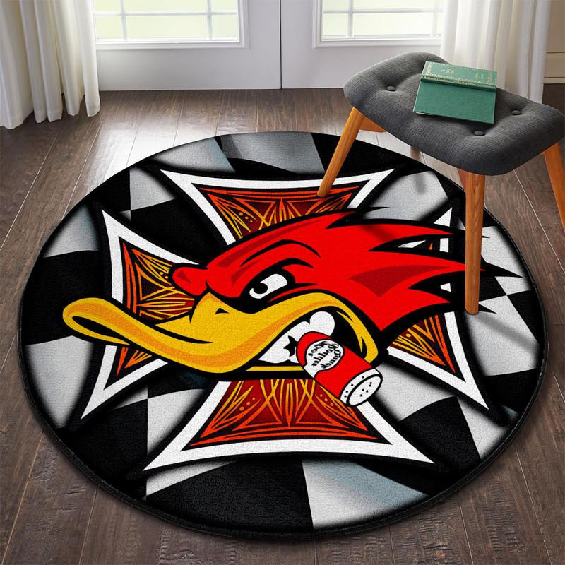 Hot Rod Woodpecker Round Rug Carpet Bedroom Livingroom Home Decor