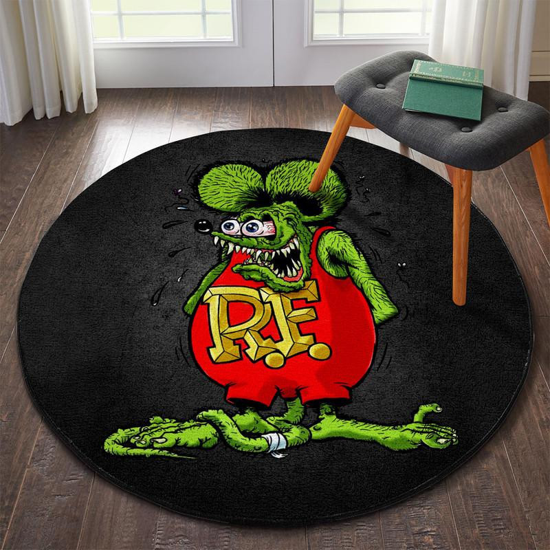 Hotrod Rat Fink Hot Rod Muscle Car Round Rug Carpet Bedroom Livingroom Home Decor
