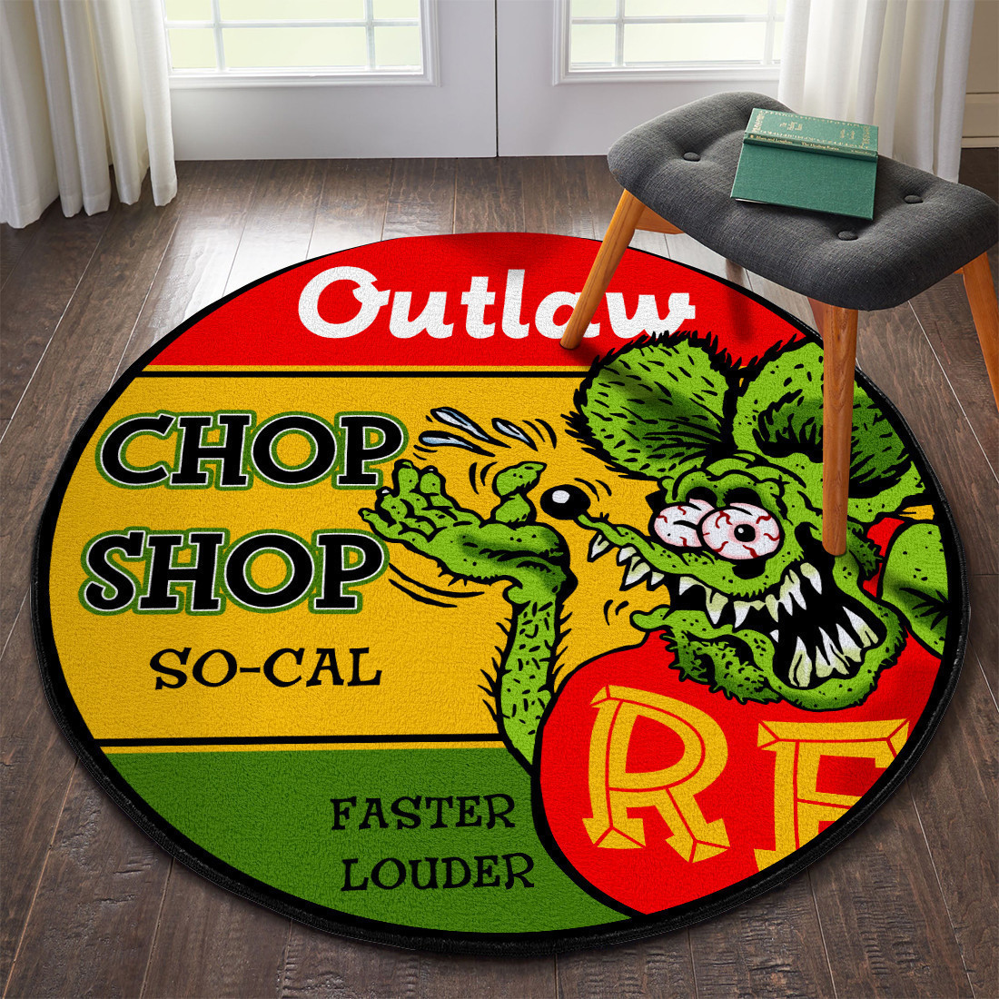 Hotrod Round Rug Carpet Bedroom Livingroom Home Decor