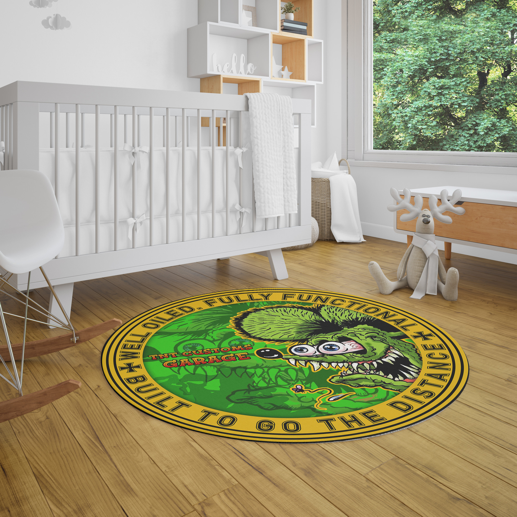 Hotrod Round Rug Carpet Bedroom Livingroom Home Decor