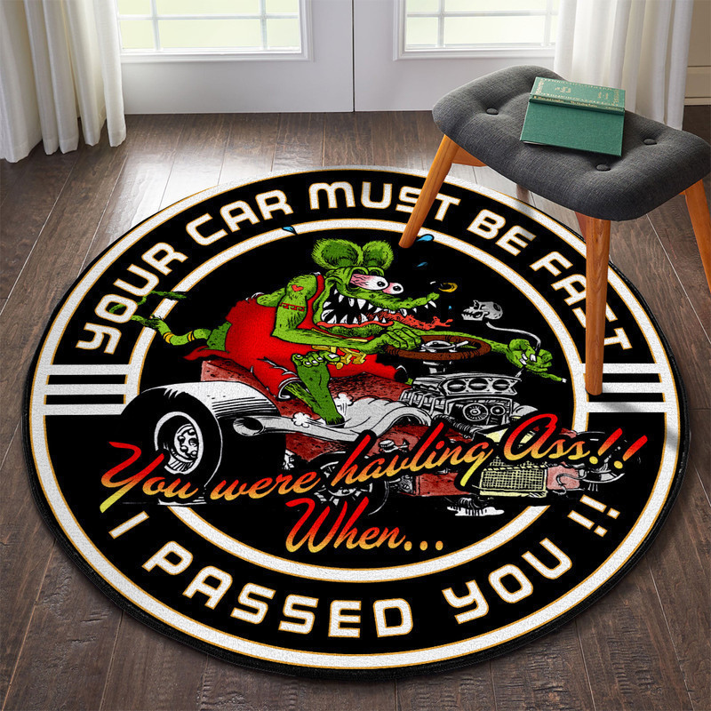Hotrod Round Rug Carpet Bedroom Livingroom Home Decor