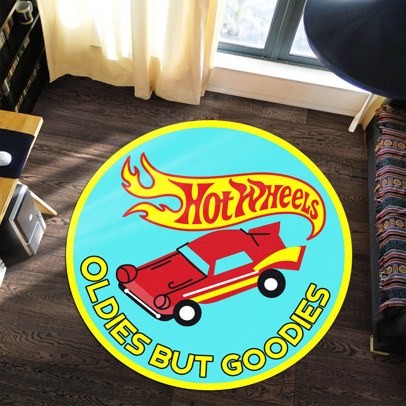 Hotwheels Oldies But Goodies Round Rug Carpet Bedroom Livingroom Home Decor - Image 3