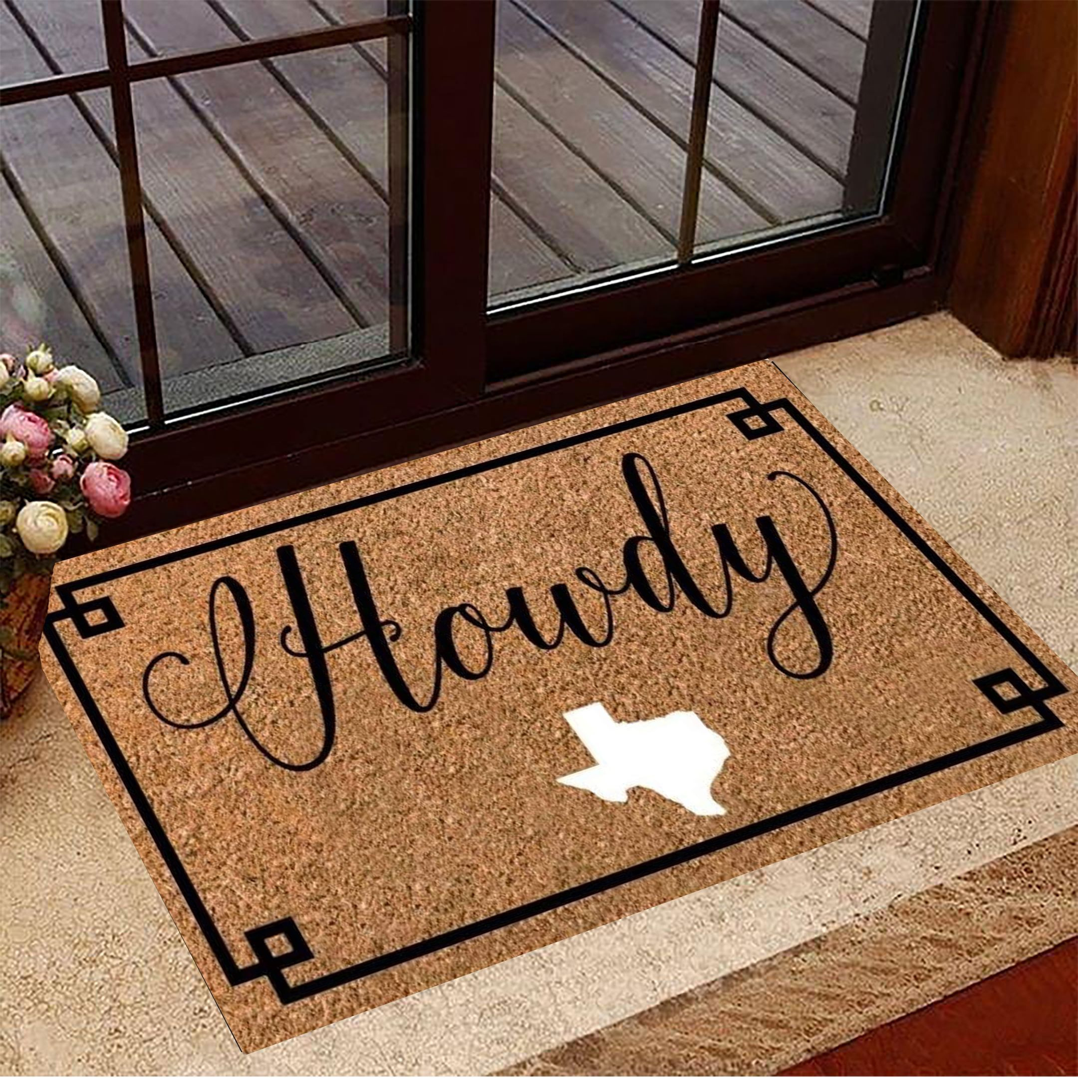 Howdy Rubber Doormat Texas State Indoor Welcome Mat Patriotic Gifts