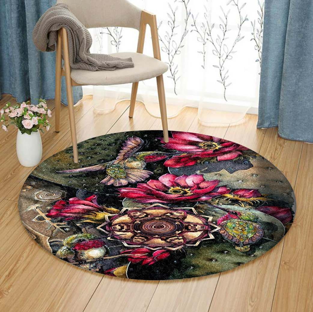 Humming Bird Lotus Round Rug Carpet Bedroom Livingroom Home Decor