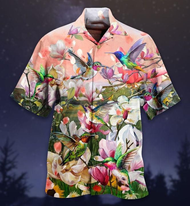 Humming Bird Print Hawaiian Shirt