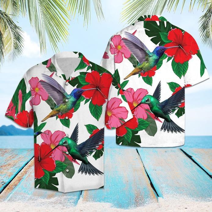 Hummingbird and Hibiscus Hawaiian Shirt