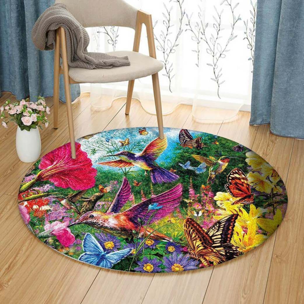 Hummingbird Garden Round Rug Carpet Bedroom Livingroom Home Decor