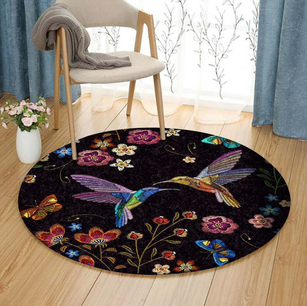 Hummingbird Round Rug Carpet Bedroom Livingroom Home Decor