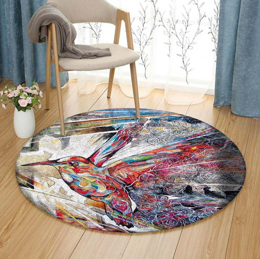Hummingbird Round Rug Carpet Bedroom Livingroom Home Decor