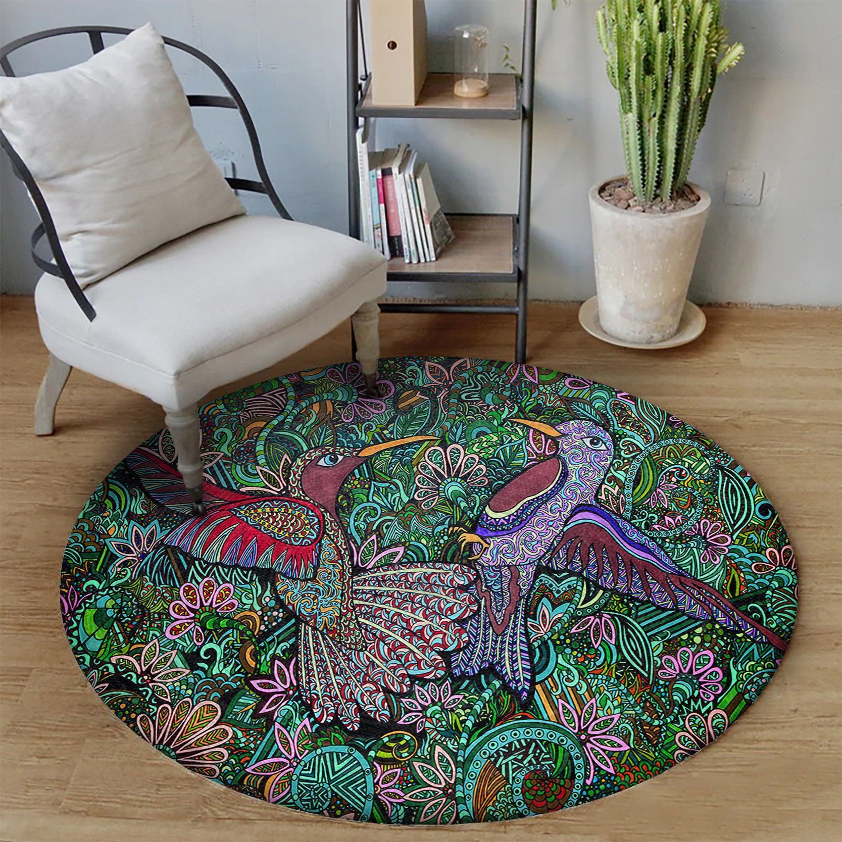 Hummingbird Round Rug Carpet Bedroom Livingroom Home Decor