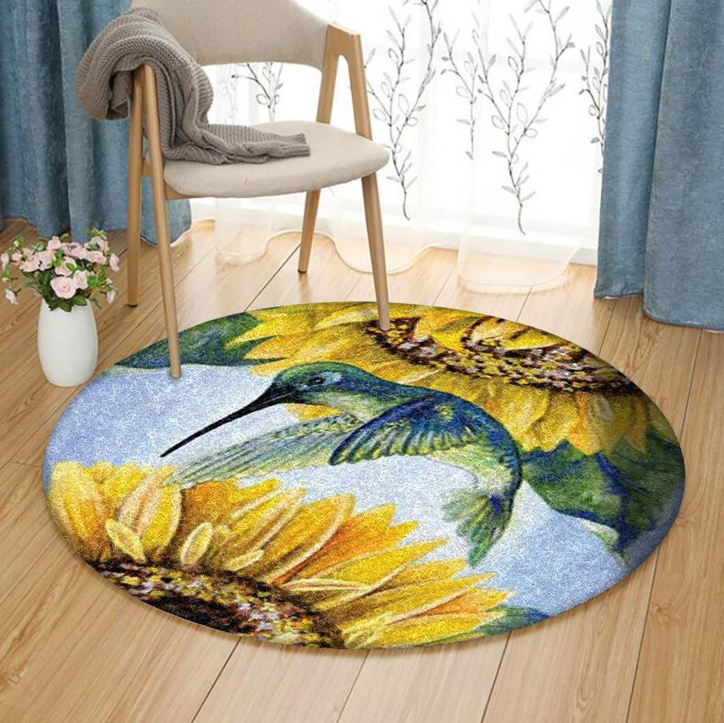 Hummingbird Round Rug Carpet Bedroom Livingroom Home Decor