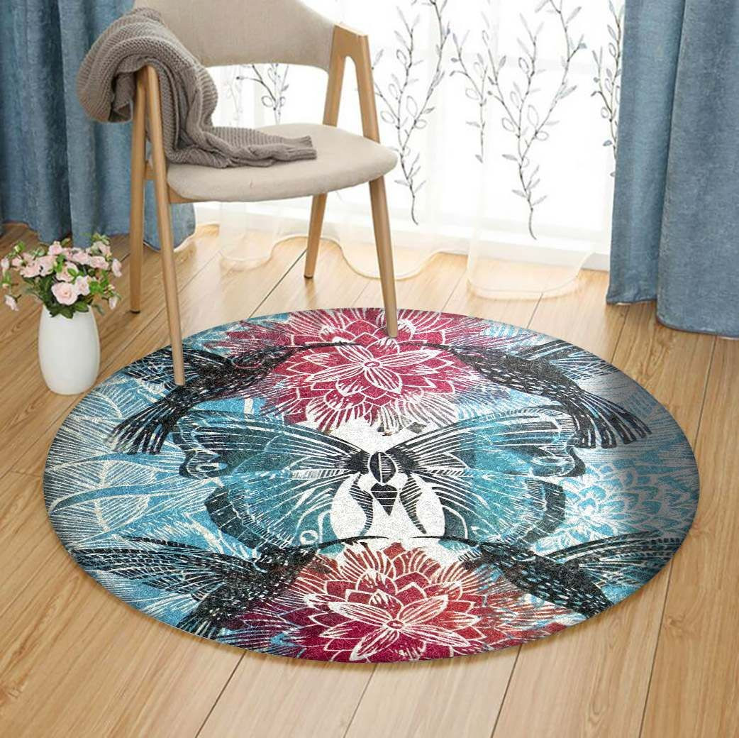 Hummingbirds Butterfly Round Rug Carpet Bedroom Livingroom Home Decor