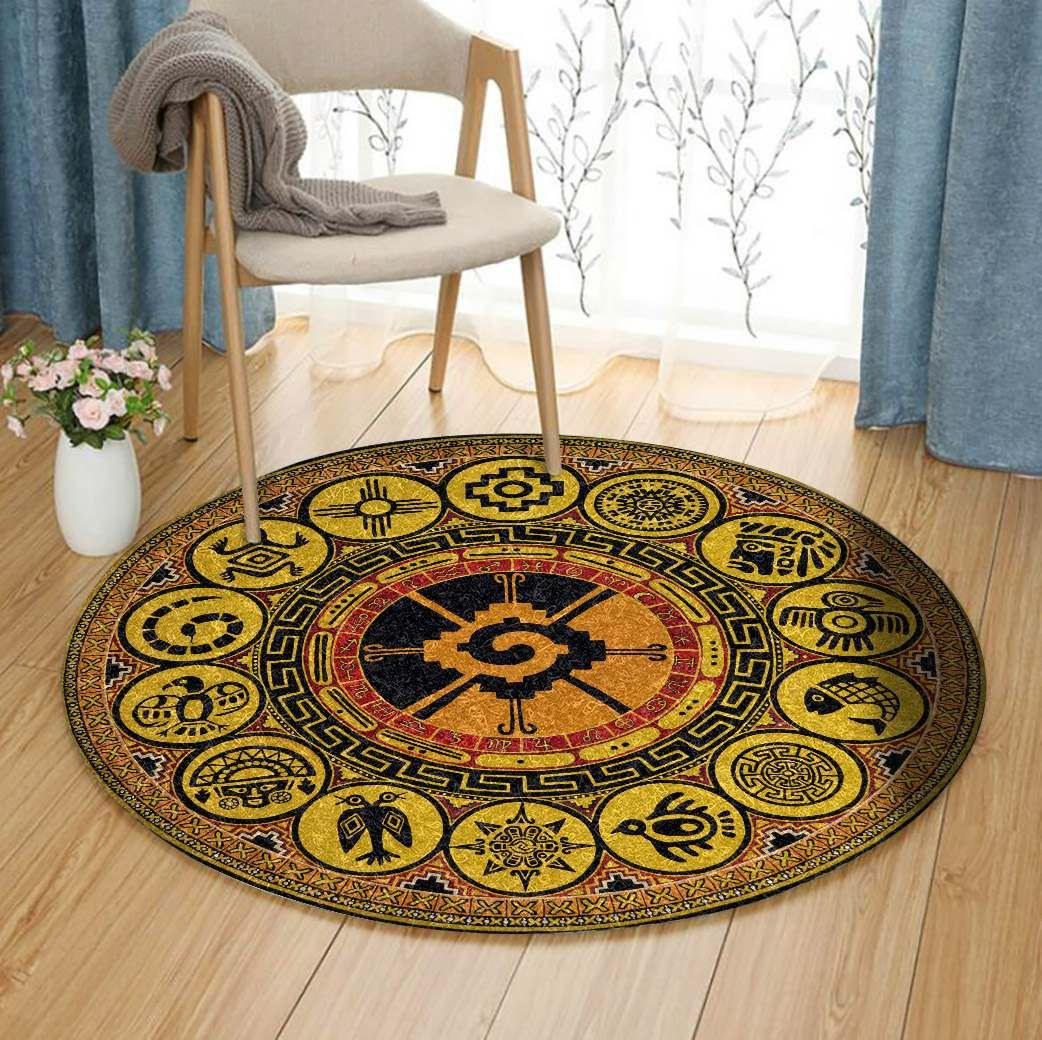 Hunab Ku Mayan Round Rug Carpet Bedroom Livingroom Home Decor