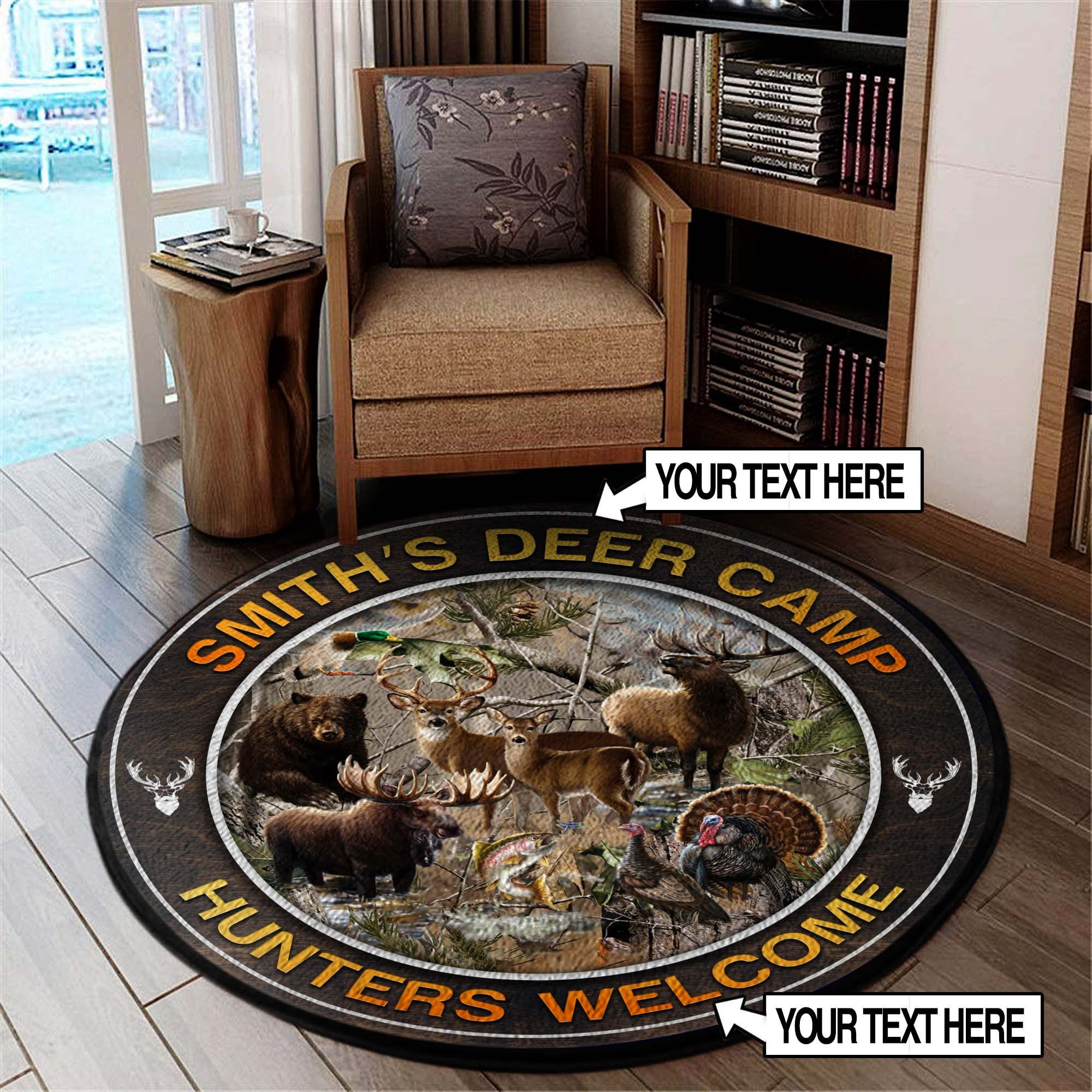 Hunters Welcome Round Rug Carpet Bedroom Livingroom Home Decor