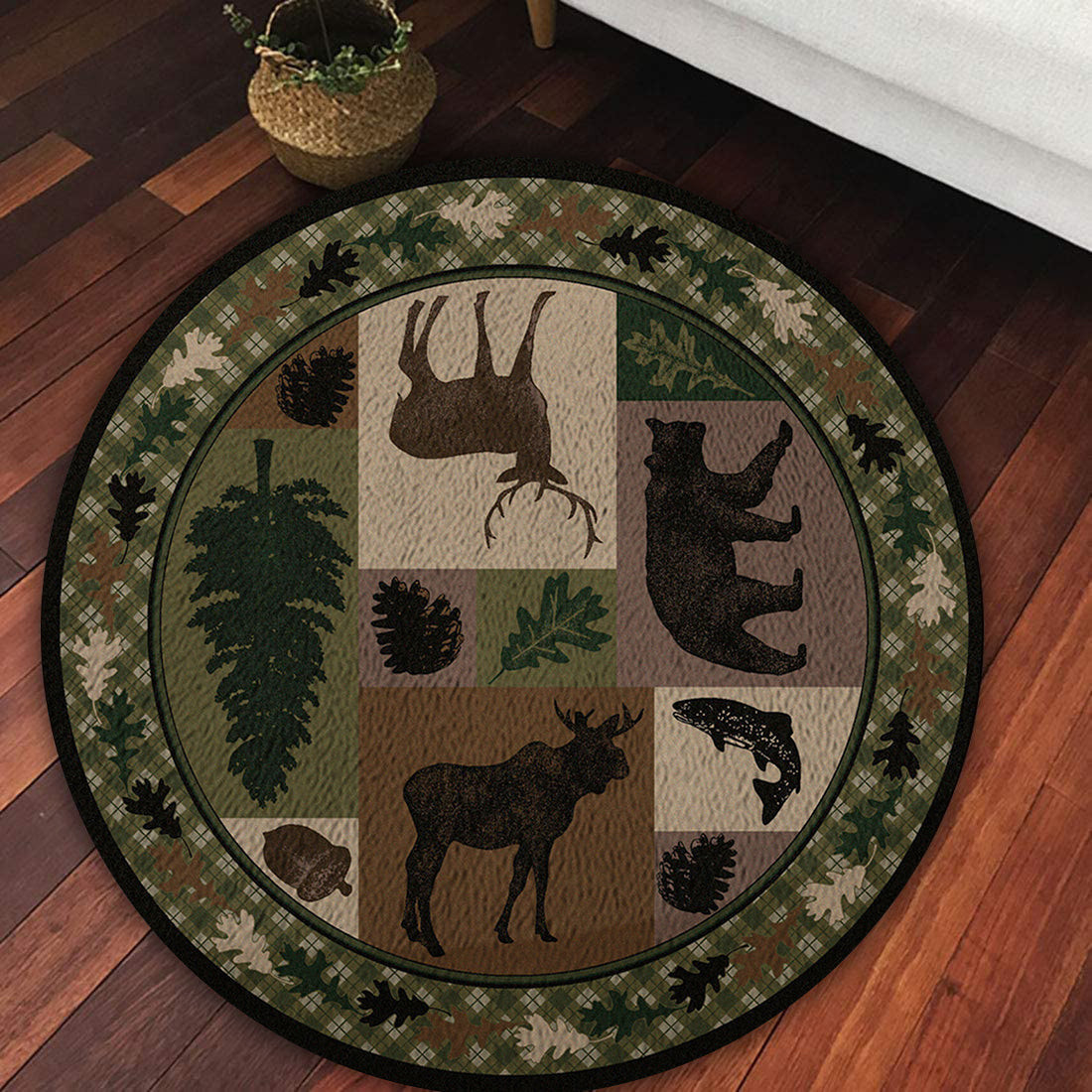 Hunting Cabin Welcome Round Rug Carpet Bedroom Livingroom Home Decor
