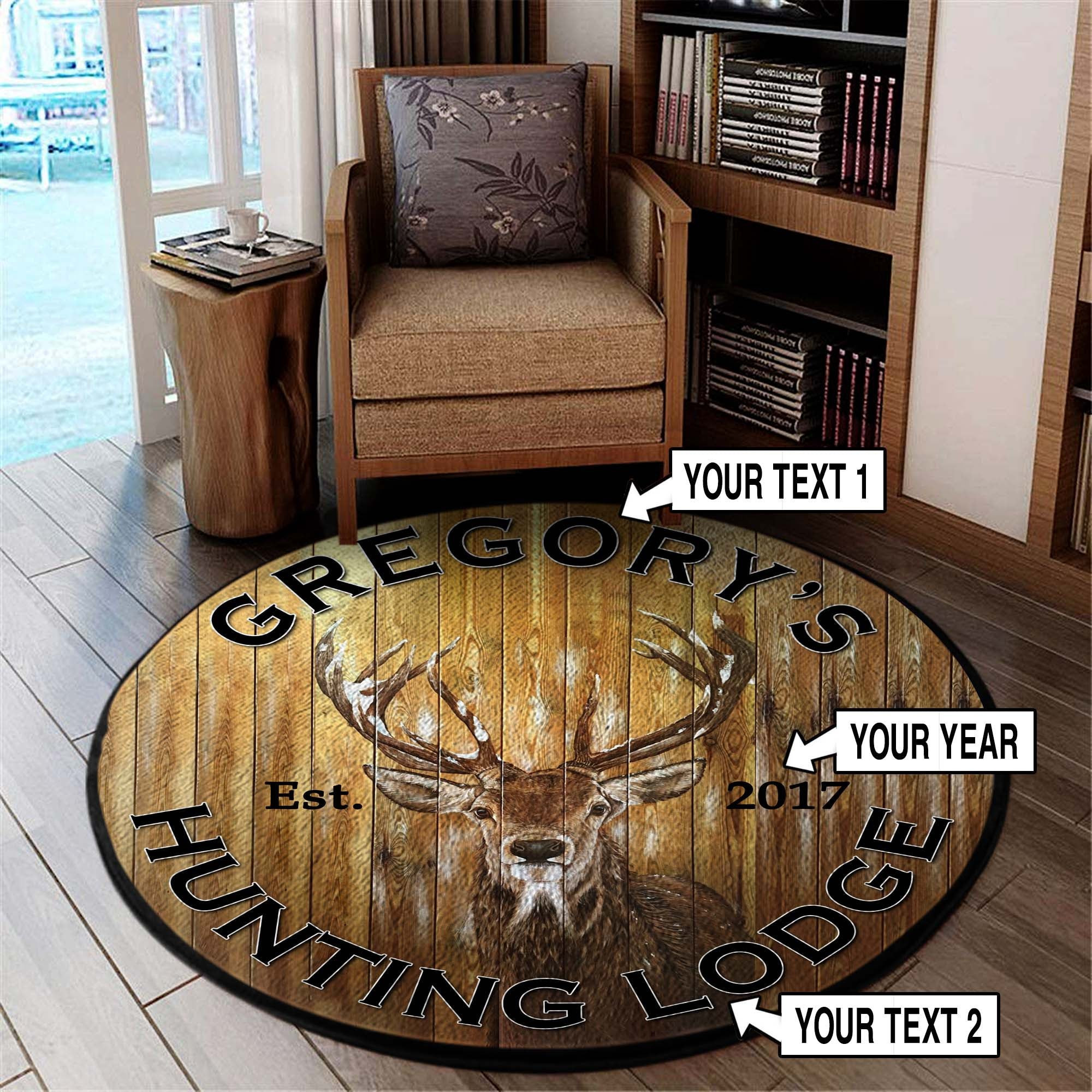 Hunting Deer Rustic Round Rug Carpet Bedroom Livingroom Home Decor