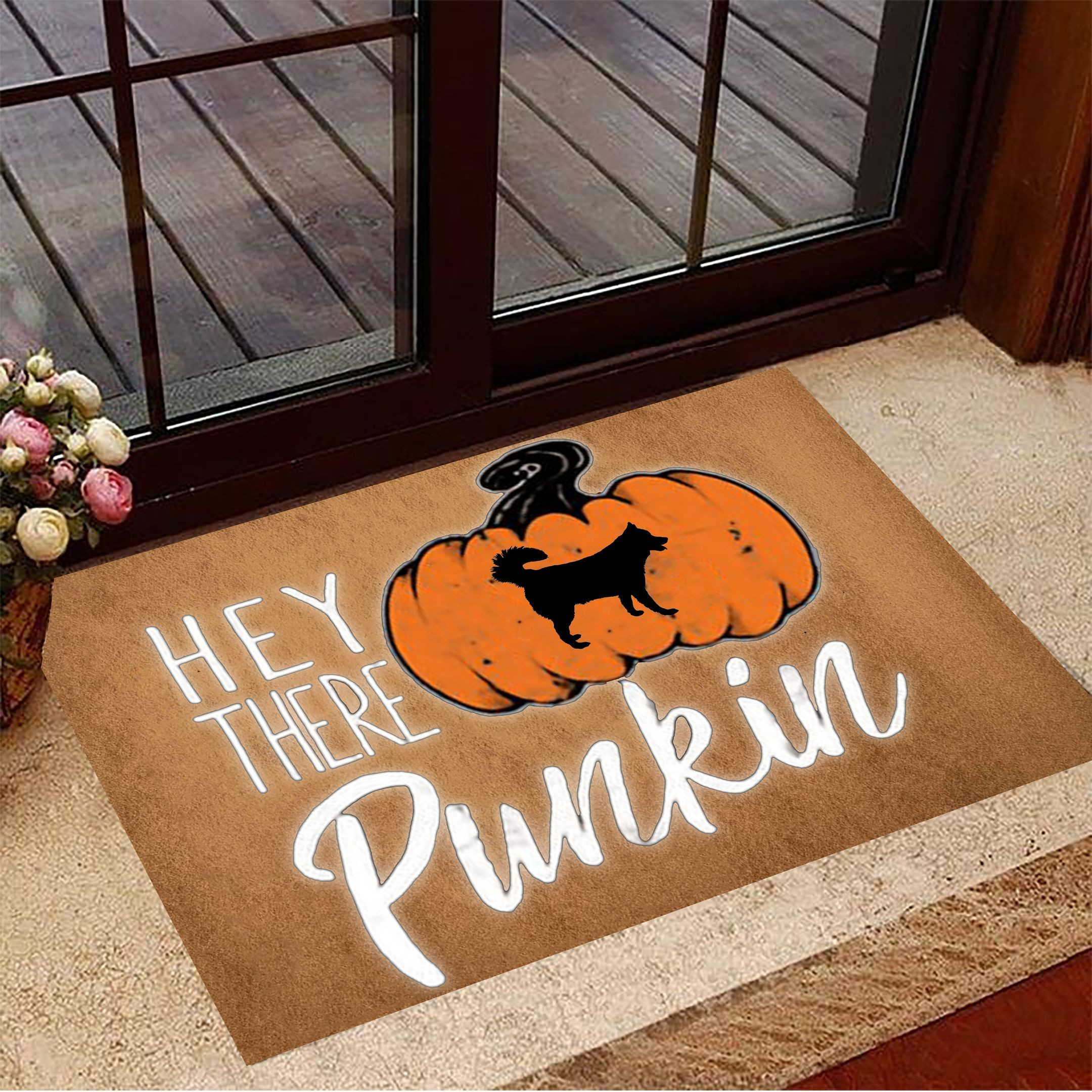 Husky Hey There Pumpkin Rubber Doormat Halloween Welcome Mat Gifts For Husky Lovers